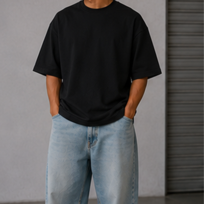 Playera Overside Negro| 100%Algodon Peinado 220g